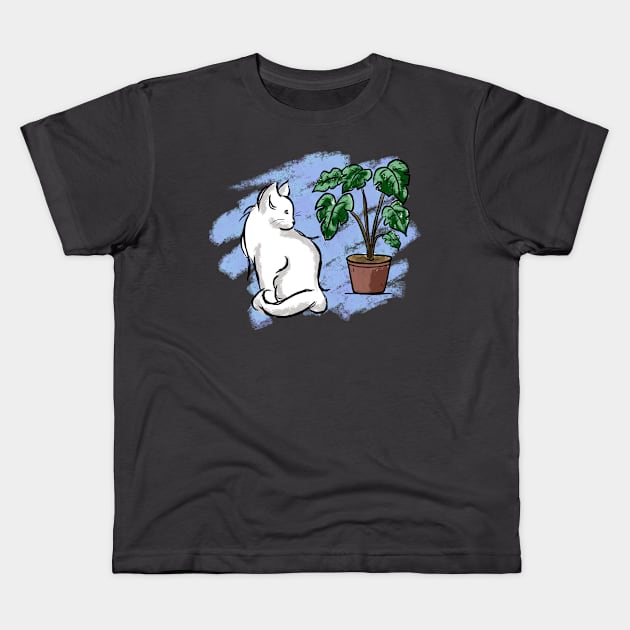 Cat & Plant Kids T-Shirt by lgood663